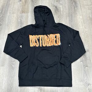 Disturbed Band Concert Hoodie Men's L Black Y2K Rockcore Metal PulloverHoodie
